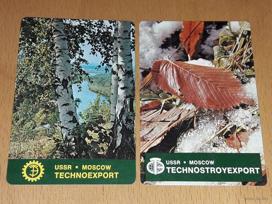 Календарики пластиковые 1979 Внешторг "Technoexport", "Technostroyexport" ("Техноэкспорт", "Техностройэкспорт") пластик 2 шт. одним лотом