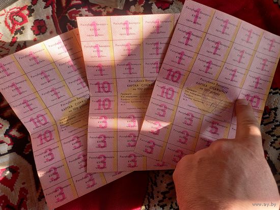 Карта потребителя (спажыуца) на 100 рублей печать Беларусь