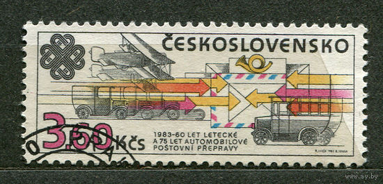 Авиация, транспорт. Почтовые перевозки. Чехословакия. 1983