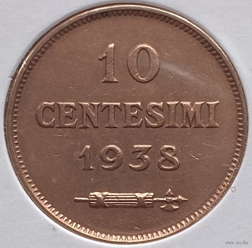 Сан-Марино 10 чентезимо 1938 г. В холдере