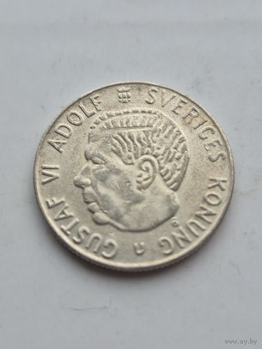 1 крона 1967 года Швеция. Серебро 400. Монета не чищена. 45411