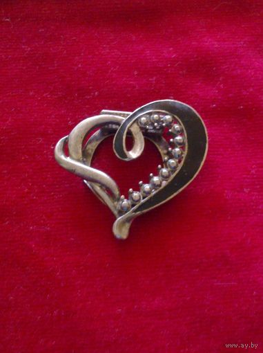 Зажим для платка, украшение на одежду СССР сердечко