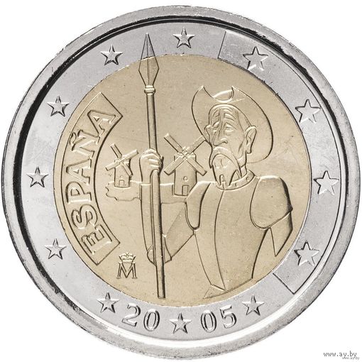 2 евро 2005 Испания Дон Кихот UNC из ролла