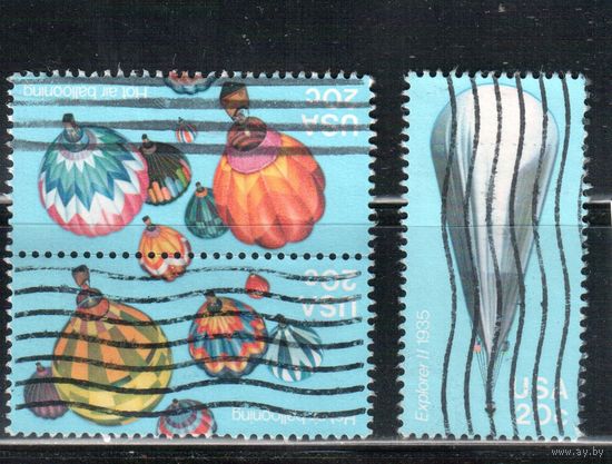 США-1983, (Мих.1618-1620) , гаш. , Воздушные шары, 3 марки(2)