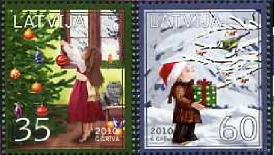 Lv795 Латвия 2010г. Рождественские марки - Рождество (MNH)