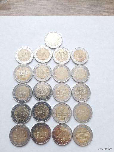 21 монета по 2 евро. Юбилейные.