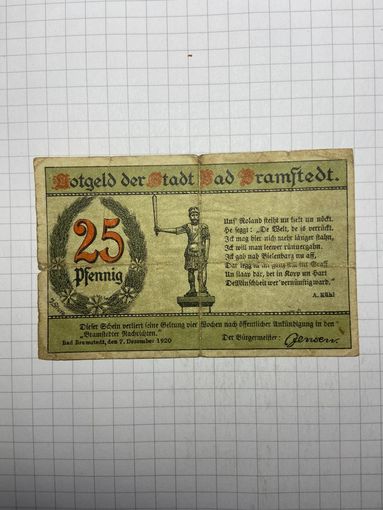 Нотгельд 25 пфеннигов Германия -3012