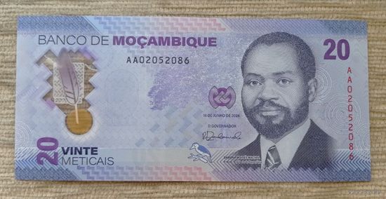 Werty71 Мозамбик 20 метикал 2024 UNC банкнота полимер