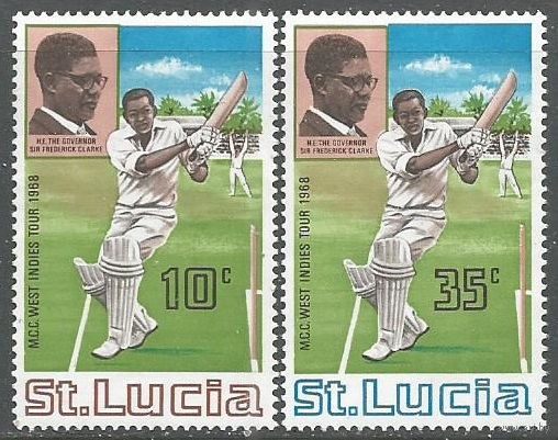 Сент-Люсия. Тур крикет-клуба по Вест-Индии. 1968г. Mi#221-22. Серия.