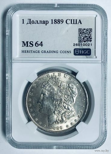 1 доллар Морган 1889 MS 64 США крупное серебро яркая