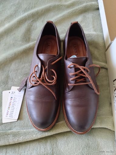 Туфли женские Lasocki лоферы кожаные 37 р тёмно-коричневый натуральная кожа полуботинки