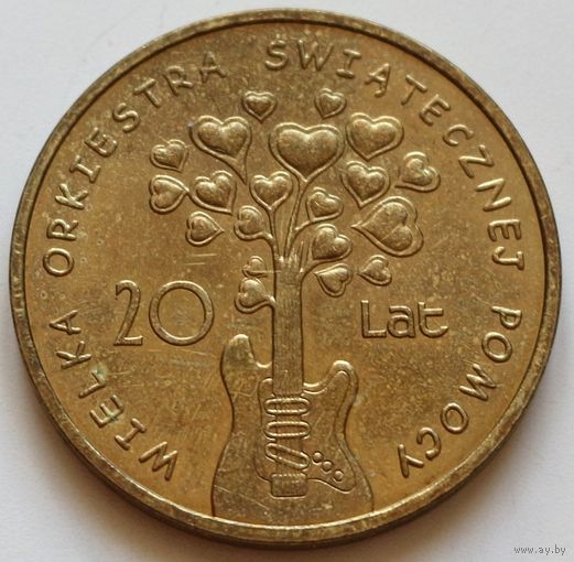 Польша 2 злотых 2012 год "20 лет Благотворительному Рождественскому оркестру"