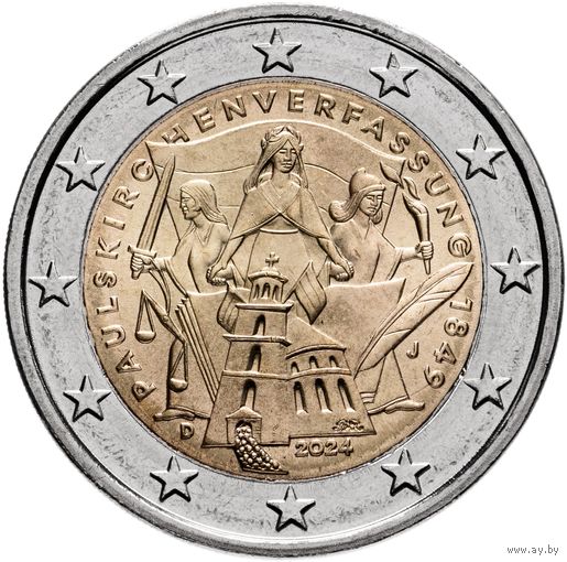 2 евро 2024 Германия 175 лет Конституции Паульскирхе дворы A G F D J UNC из ролла на выбор