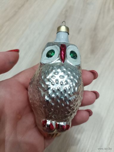 Елочные игрушки, стекло, филин, сова
