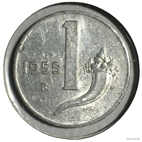 Италия 1 лира, 1955 (холдер)