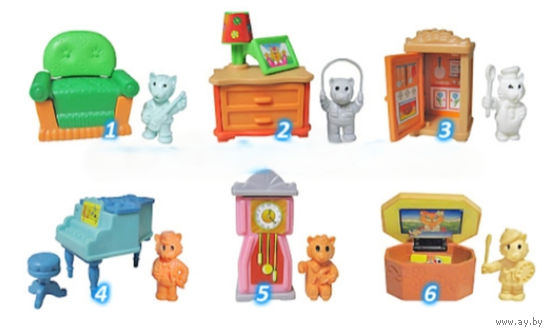 Редкая Полная киндер коллекция Коты в мебели. Европа 1997г. Идеальное! Коллекционное состояние каждой фигурки. Оригинальный вкладыш. Все наклейки оригинальные .