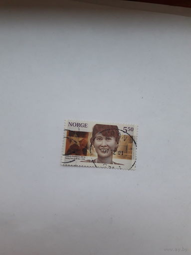 Марки Норвегия Лауреат Нобелевской премии Мира 1991 Аун Син Су