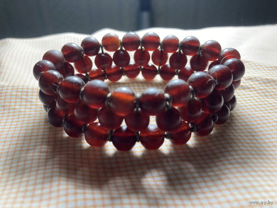 Браслет СССР трехрядный янтарь