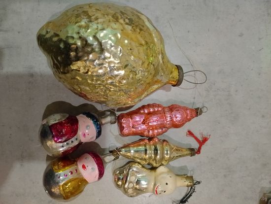 Елочные игрушки СССР .Большой лимон ,космонавт и др. братва