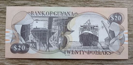 Werty71 Гайана 20 долларов 2018 UNC банкнота Корабль Водопад Кайетур