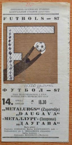 Даугава Рига - Металлург Запорожье      1987 год