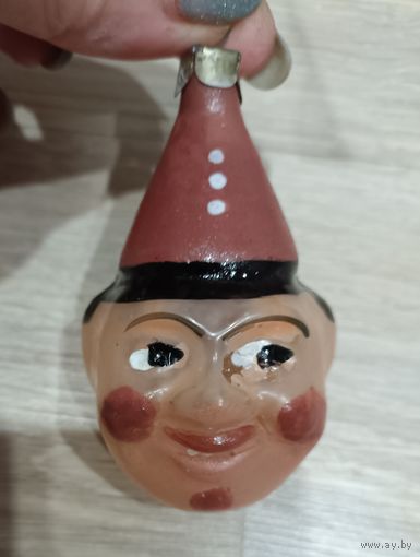 Елочные игрушки, стекло, голова клоуна