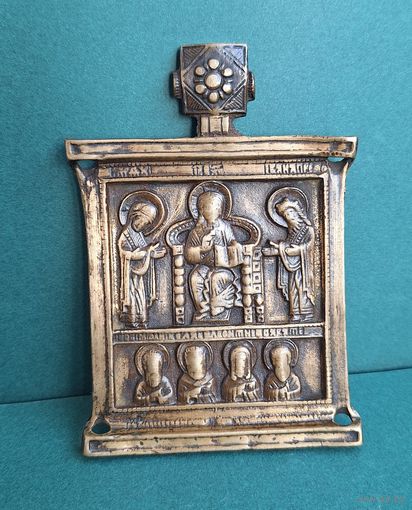 Средник "Спас на троне с избранными святыми", 9х6,3 см.