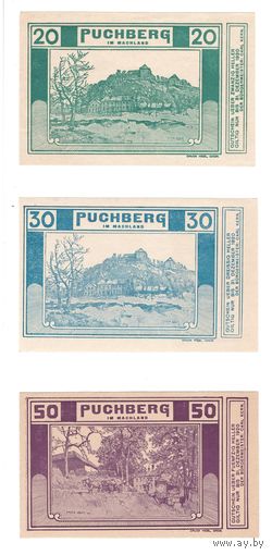 Австрия Пухберг-ам-Шнеберг комплект из 3 нотгельдов 1920 года. Состояние UNC-/UNC!