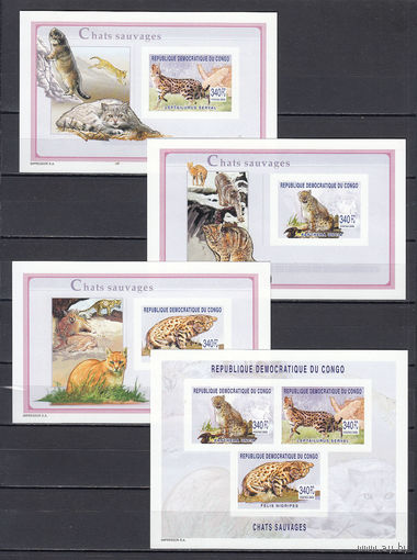 Фауна. Дикие кошки. 2003. 1 малый лист и 3 блока б/з. Michel N 1752-1754, бл143-145 (160,0  е)