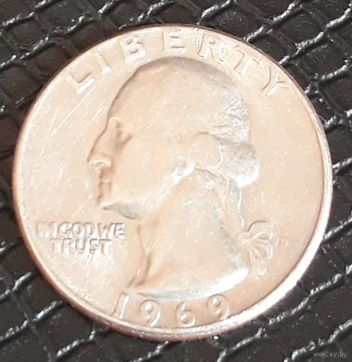 Квотер (25 центов) 1969 D США МД