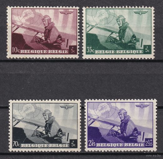23.Bg. Бельгия. Национальный комитет по содействию авиации. Европейская конференция по авиапочте. (*). 1938 г. Mi.##466-468/470.