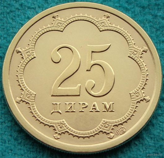 Таджикистан. 25 дирамов 2001 год  KM#5.1  "СПМД"