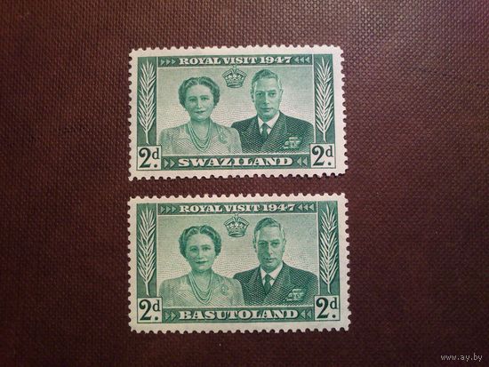 Британский Басутоленд и Свазиленд 1947 г.Король Георг VI и королева Елизавета ./33а/