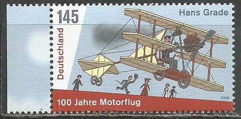 Германия. 100 лет полёта моторного самолёта в Германии. 2008г. Mi#2698.