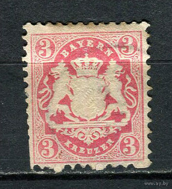 Германские земли - Независимое Королевство Бавария - 1870 - Герб 3Kr - [Mi.23y] - 1 марка. Гашеная.  (Лот 51HE)-T41P6