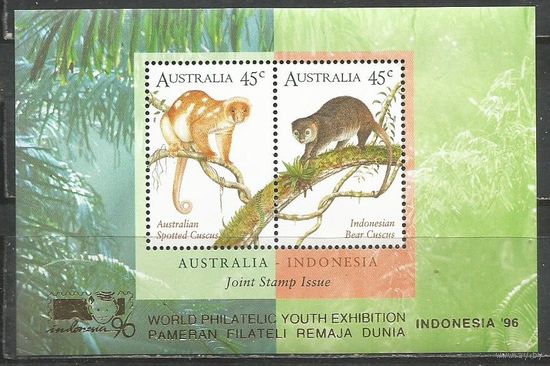 Австралия. Выставка марок Индонезия'96. Надпечатка на блоке #21. 1996г. Mi#Бл21I.