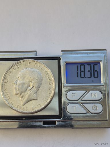 5 крон Швеция 1966 года (100 лет Конституционной реформе)	Король Густав VI Адольф (1950 - 1973). Серебро 400 пробы. S45480.