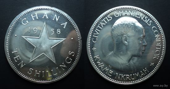 Гана 10 шиллингов 1958 "Независимость" PROOF, серебро