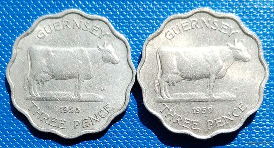 Гернси 3 пенса (2 шт.) 1956 и 1959 г. Цена за 2 шт.