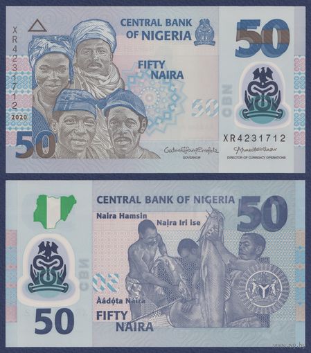 Нигерия, 50 найра 2020 г, P-40 (XR, полимер, рыбаки), UNC