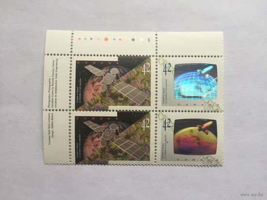 Блок Космос Канада 1992 г. Шатл Спутник связи Голограмма.