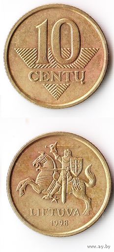 10 центов Литва 1998 год