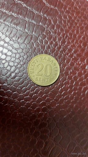 Монета 20 сентов 1992г. Эстония. Неплохая!