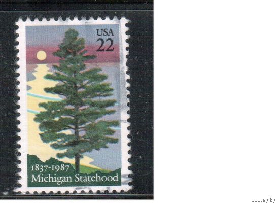 США-1987, (Мих.1862), гаш., Штат Мичиган, Дерево(одиночка)