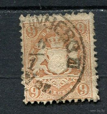 Германские земли - Независимое Королевство Бавария - 1873 - Герб 9Kr - [Mi.28y] - 1 марка. Гашеная.  (Лот 52HE)-T41P6