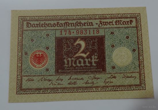 2 марки 1920 г. Германия.