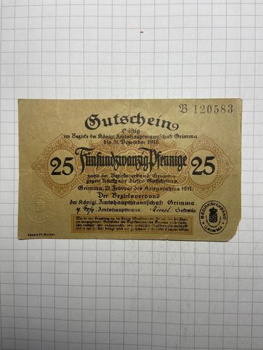Нотгельд 25 пфеннигов Германия -3012