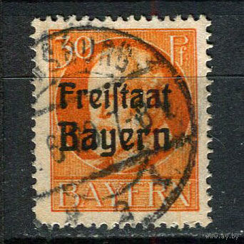Бавария в составе Веймарской республики - 1919/1920 - Надпечатка Freistaat Bayern 30Pf - [Mi.159A] - 1 марка. Гашеная.  (Лот 152CB)