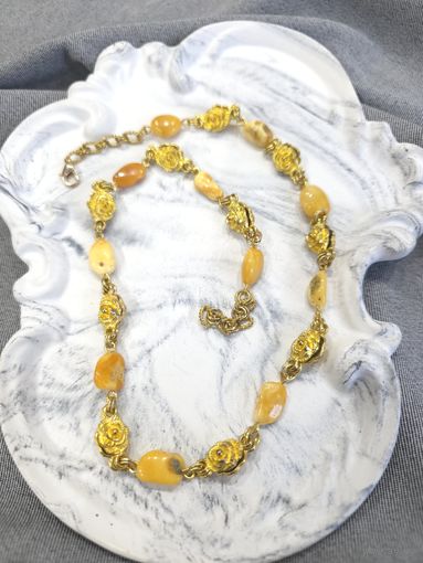 Винтажные бусы колье из натурально янтаря желток