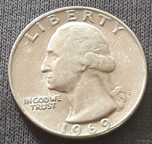 Квотер (25 центов) 1969 D США МД